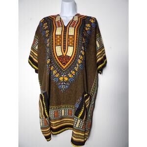 True Rock Free Size Tunic Top Shirt Caftan Boho Tribal Glittery Floral Silky